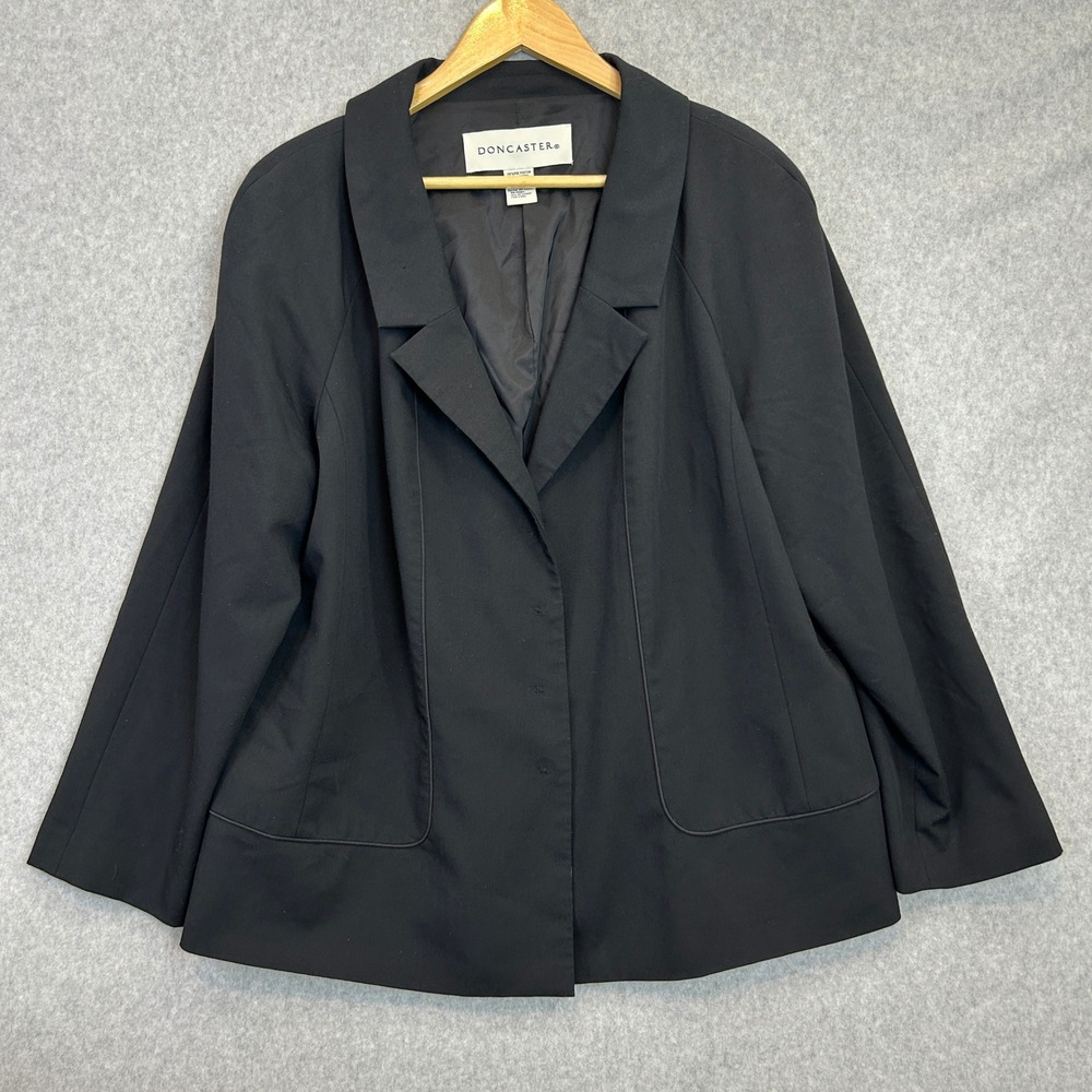 Doncaster Blazer Black Single Button Notch Lapel Professional Office Womens 16W